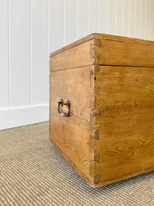 An English Pine Blanket Box or Coffee Table With Iron Handles c1850