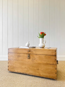 An English Pine Blanket Box or Coffee Table With Iron Handles c1850