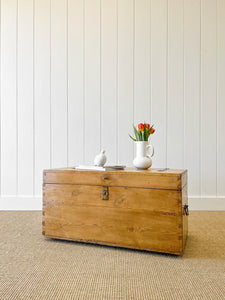 An English Pine Blanket Box or Coffee Table With Iron Handles c1850