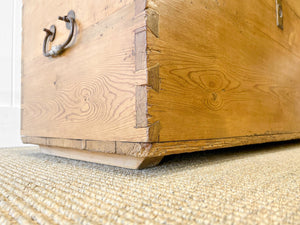 An English Pine Blanket Box or Coffee Table With Iron Handles c1850