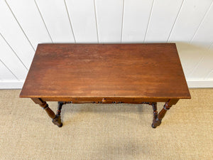 An Antique English Country Solid Oak 19th Century Console Table