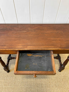 An Antique English Country Solid Oak 19th Century Console Table