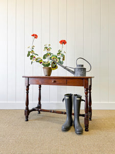 An Antique English Country Solid Oak 19th Century Console Table