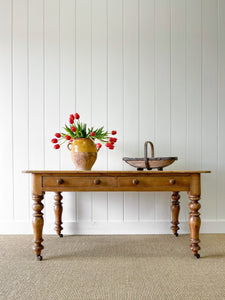 Antique English Country Pine Console Table or Sideboard with Drawers c1890