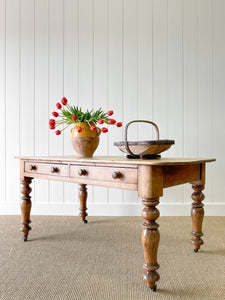 Antique English Country Pine Console Table or Sideboard with Drawers c1890