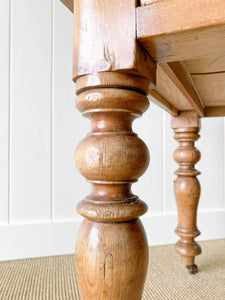 Antique English Country Pine Console Table or Sideboard with Drawers c1890