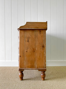 An English Pine Chest of Drawers Dresser with Gallery c1890