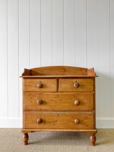 An English Pine Chest of Drawers Dresser with Gallery c1890