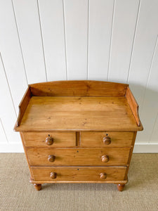 An English Pine Chest of Drawers Dresser with Gallery c1890