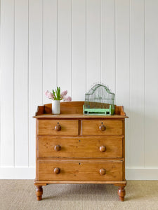 An English Pine Chest of Drawers Dresser with Gallery c1890