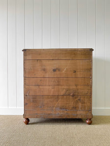 An Antique English Pine Chest of Drawers Dresser c1890