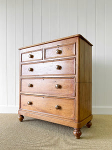 An Antique English Pine Chest of Drawers Dresser c1890