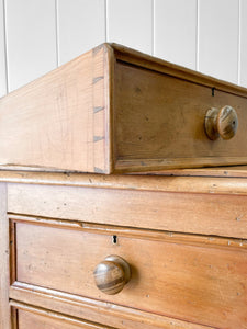 An Antique English Pine Chest of Drawers Dresser c1890