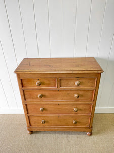 An Antique English Pine Chest of Drawers Dresser c1890