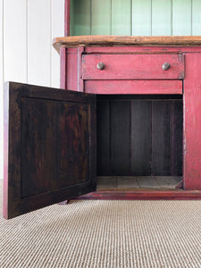 An Early 19th Century Pine Irish Dresser or Cupboard Good Paint