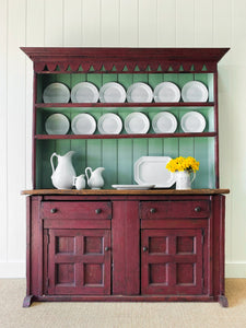 An Early 19th Century Pine Irish Dresser or Cupboard Good Paint