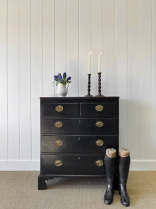 An English Ebonized Georgian Mahogany Chest of Drawers Dresser c1800