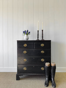 An English Ebonized Georgian Mahogany Chest of Drawers Dresser c1800
