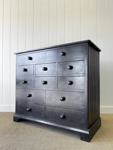 A Large English Ebonized Pine Black Chest of Drawers Dresser c1890