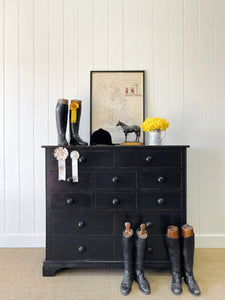A Large English Ebonized Pine Black Chest of Drawers Dresser c1890