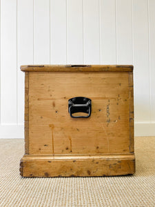 An English Pine Blanket Box or Coffee Table With Iron Handles c1890
