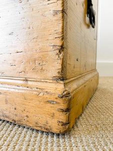 An English Pine Blanket Box or Coffee Table With Iron Handles c1890