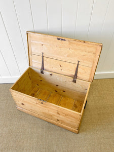 An English Pine Blanket Box or Coffee Table With Iron Handles c1890