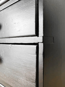 An Ebonized Antique English Chest of Drawers/Dresser with Light Knobs
