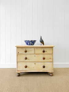 An Antique English Painted Pine Chest of Drawers Dresser Tulip Feet c1890