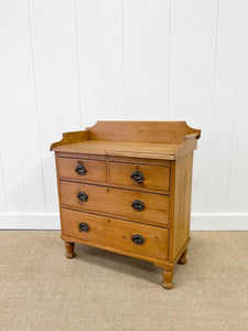 An Antique English Pine Chest of Drawers Dresser on Tulip Feet c1890