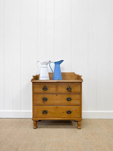 An Antique English Pine Chest of Drawers Dresser on Tulip Feet c1890