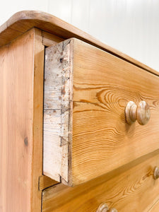 An Antique English Pine Chest of Drawers Dresser c1890