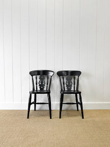 A Pair of 2 Vintage Fiddleback Chairs