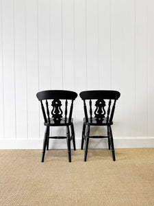 A Pair of 2 Vintage Fiddleback Chairs