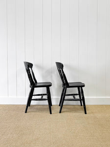 A Pair of 2 Vintage Fiddleback Chairs