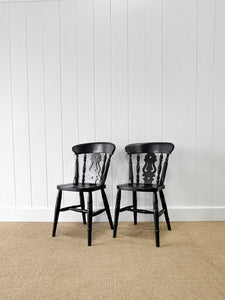 A Pair of 2 Vintage Fiddleback Chairs