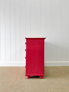 A Large Pine Raspberry Painted Chest of Drawers Dresser c1890