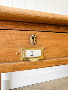 Antique English Oak Writing Desk c1900 with Numbered Drawers!