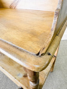 An English Country Pine Galleried Washstand or Console c1860