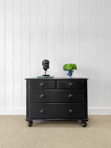 An Ebonized English Pine Chest of Drawers Dresser c1890
