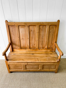 An Antique English 19th Century Pine Settle