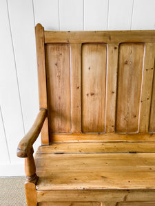 An Antique English 19th Century Pine Settle