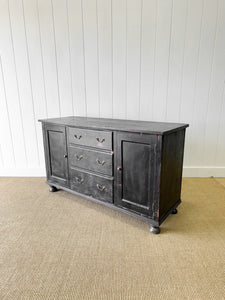 An Ebonized English Country Pine Buffet Sideboard