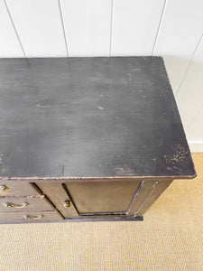 An Ebonized English Country Pine Buffet Sideboard
