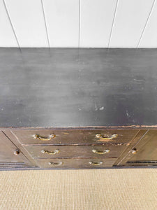 An Ebonized English Country Pine Buffet Sideboard