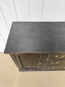 An Ebonized English Country Pine Buffet Sideboard