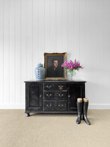 An Ebonized English Country Pine Buffet Sideboard