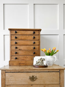An English Pine Tabletop Chest of Drawers or Bank of Drawers Collectors Cabinet c1890