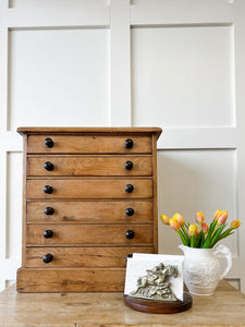 An English Pine Tabletop Chest of Drawers or Bank of Drawers Collectors Cabinet c1890