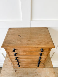 An English Pine Tabletop Chest of Drawers or Bank of Drawers Collectors Cabinet c1890